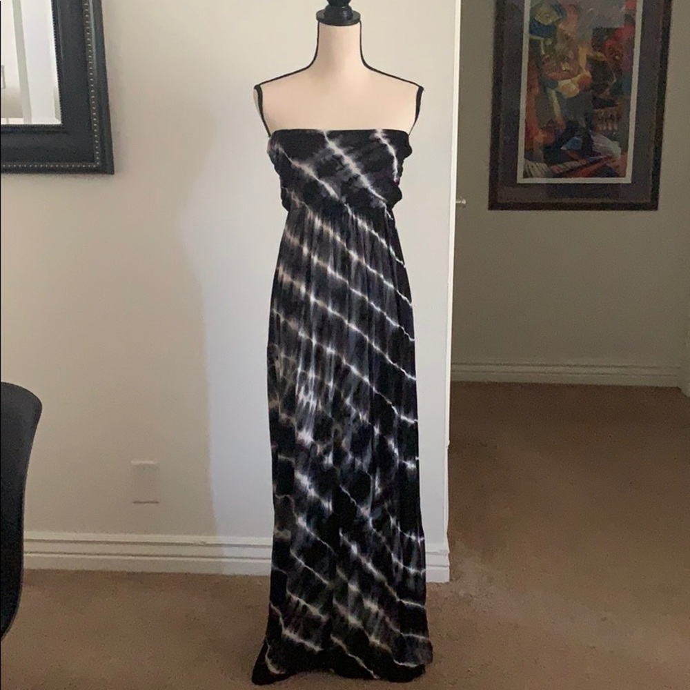 Black maxi dress tie dyed strapless